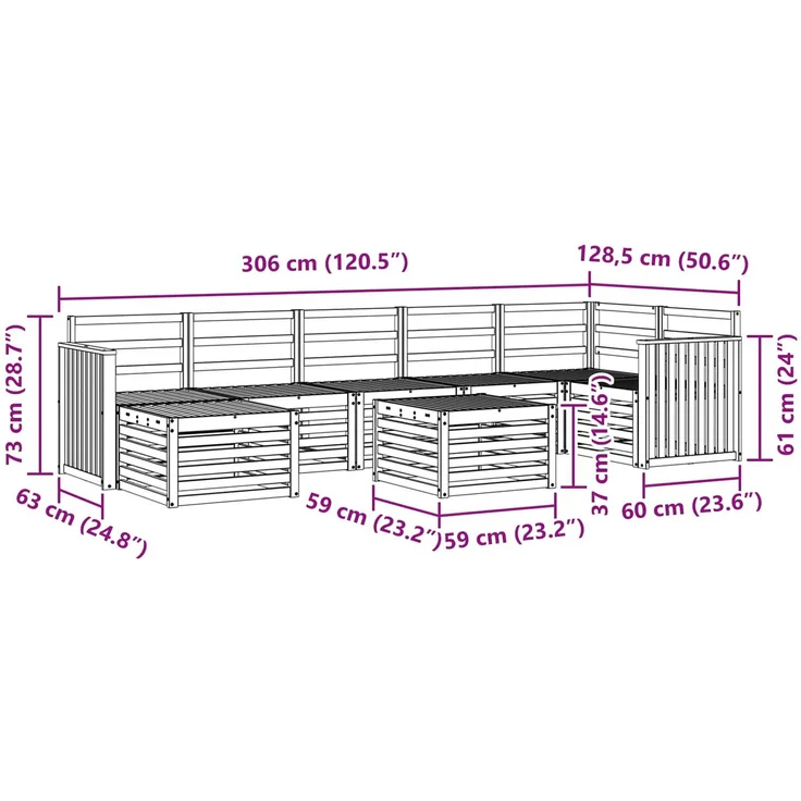 vidaXL Outdoor-Sofagarnitur 8 stk. 8-Sitzer Natur Massivholz Akazie 3375204 – Bild 12