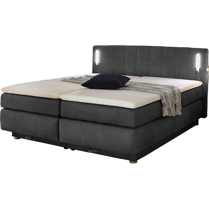 Jockenhöfer 'Kati' Boxspringbett, 180x200 cm, Mikrofaser Dunkelgrau – Bild 6