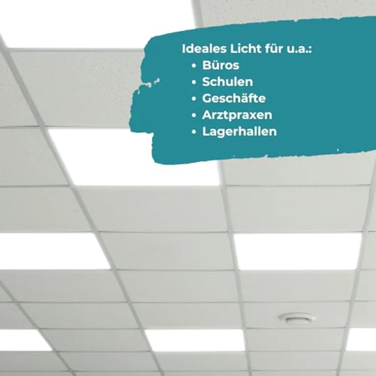 LUXULA LED Panel 62x62cm, 36W 3600lm Neutralweiß, flimmerfrei, mit Netzteil 230V, Einlegeleuchte für Rasterdecke, Büroleuchte Gewerbe – Bild 5