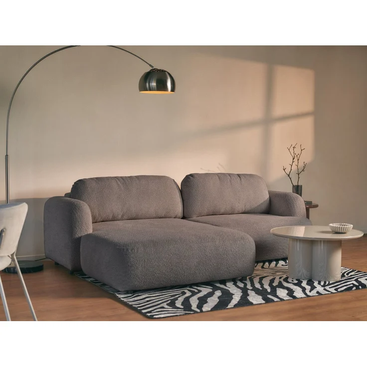 Selsey Tvoya Ecksofa mit Schlaffunktion, Ottomane links, Bouclé Graubraun – Bild 3