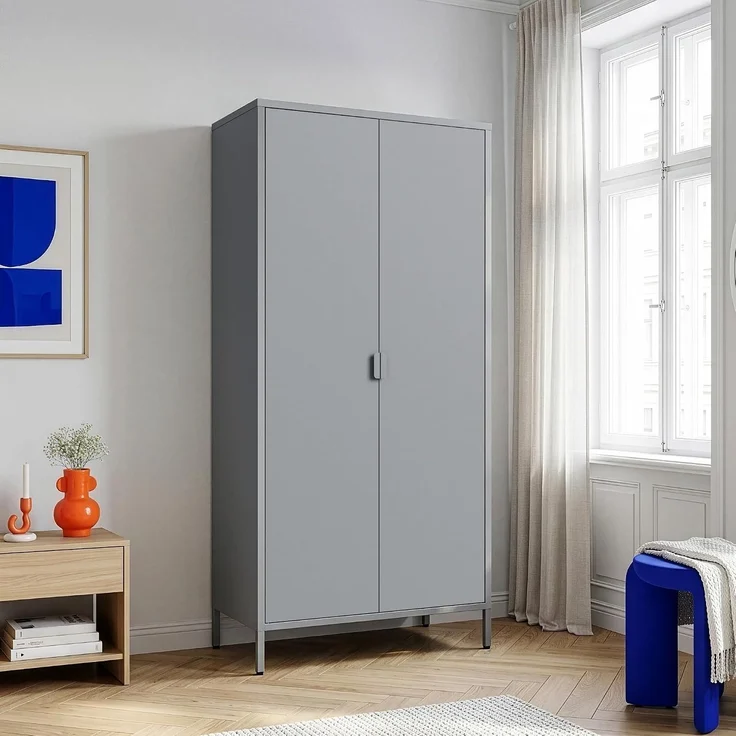 Kleiderschrank Esteli 170x80x45 cm Stahl Grau [en. casa] – Bild 1