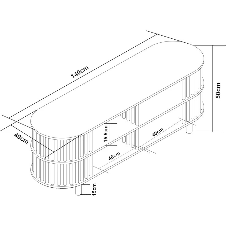 Fernsehtisch Jarvenpaa 140x40x50 cm Bambus [en. casa] – Bild 4
