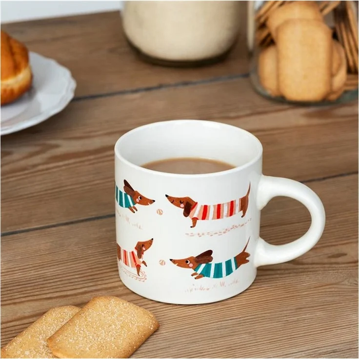 Rex London Becher Sausage Dog - Dackel Kaffeebecher, Keramik, ca. 13 x 8,9 x 8,5 cm, für 350 ml – Bild 2