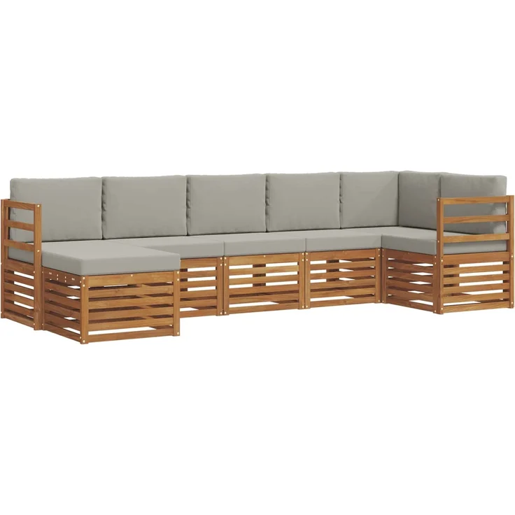 vidaXL Outdoor-Sofagarnitur 7 stk. 6-Sitzer Natur und Hellgrau 3375151 – Bild 2
