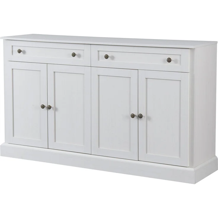 Sideboard Buffetschrank Weiß mit Naturholzplatte, 4 Türen & 2 Schubladen, großer Aufbewahrungsschrank für Küche Wohnzimmer Flur – Bild 9