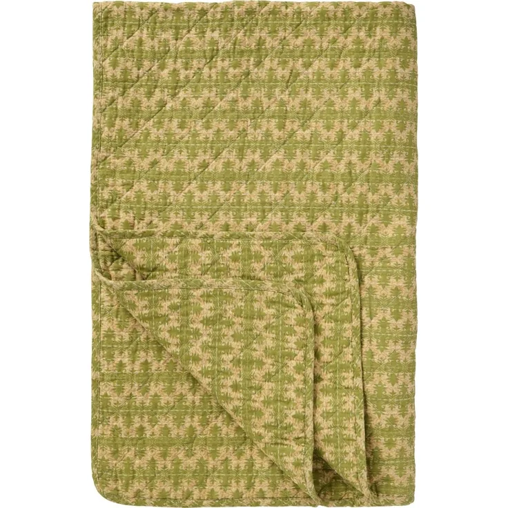 Ib Laursen - Decke Quilt Tagesdecke Überwurf 180x130cm Grün mit Muster 07902-22