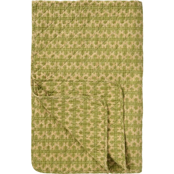 Ib Laursen - Decke Quilt Tagesdecke Überwurf 180x130cm Grün mit Muster 07902-22