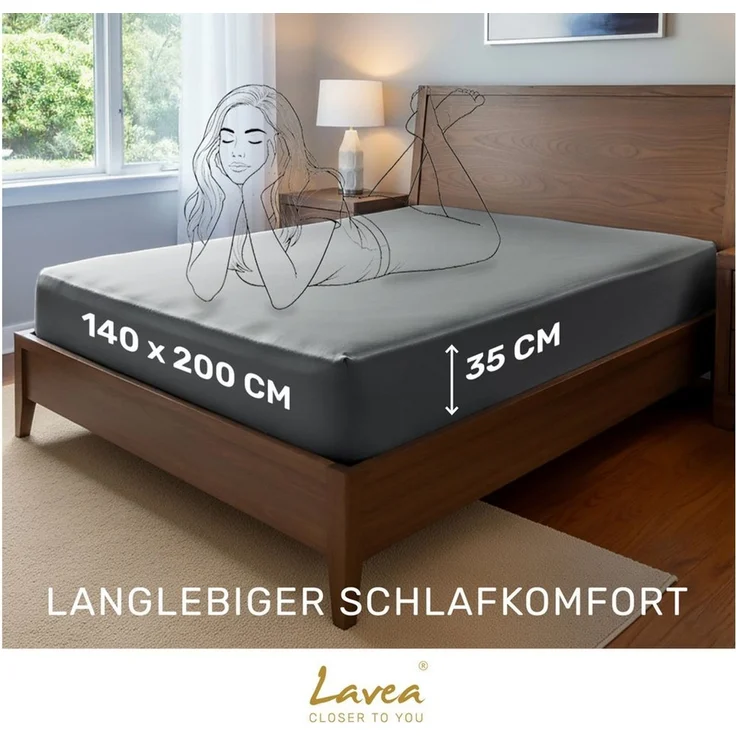 Lavea Spannbettlaken Bettlaken, Spannlaken Mikrofaser, 180x200 cm, 200x200 cm, (2 Stück), kühlend & atmungsaktiv, schnelltrocknend, weich, pflegeleicht – Bild 2