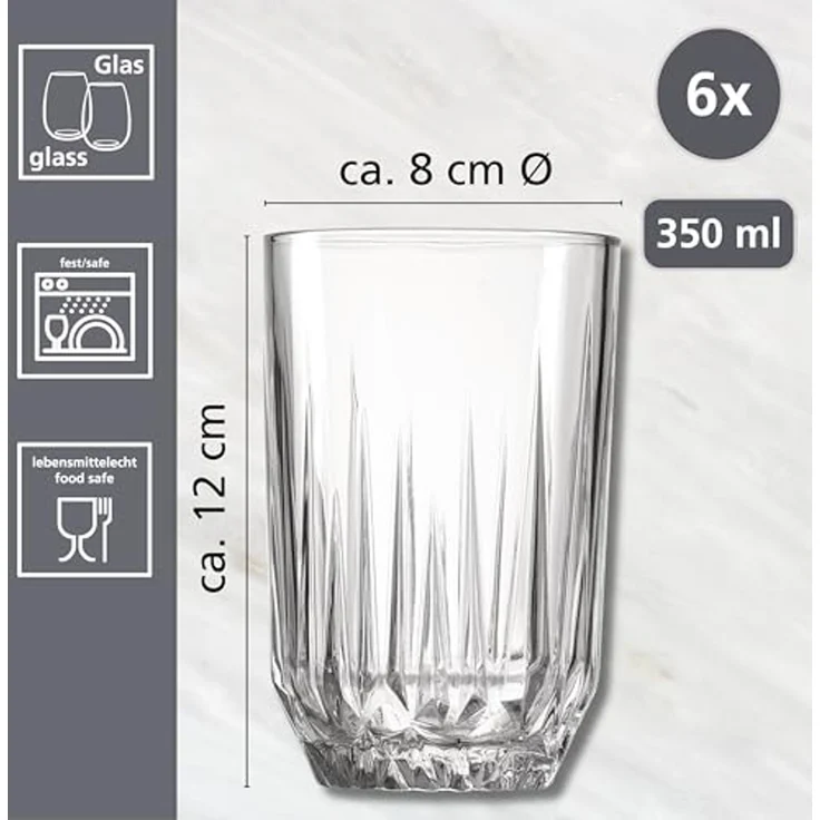 Ritzenhoff & Breker Longdrinkglas Palace, 6-tlg, Glas, 6er Set, je 350 ml – Bild 2