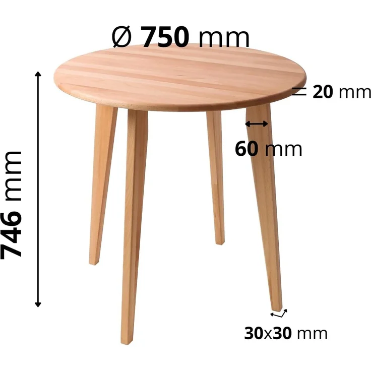 Krok Wood Esstisch runder Tisch Dresden aus Massivholz in Buche – Bild 2
