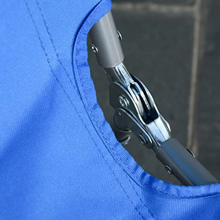 Outsunny Klappbare Sonnenliege mit 5-fach verstellbarer Rückenlehne, wetterfest, bis 120 kg belastbar, für Garten und Outdoor, Blau – Bild 7