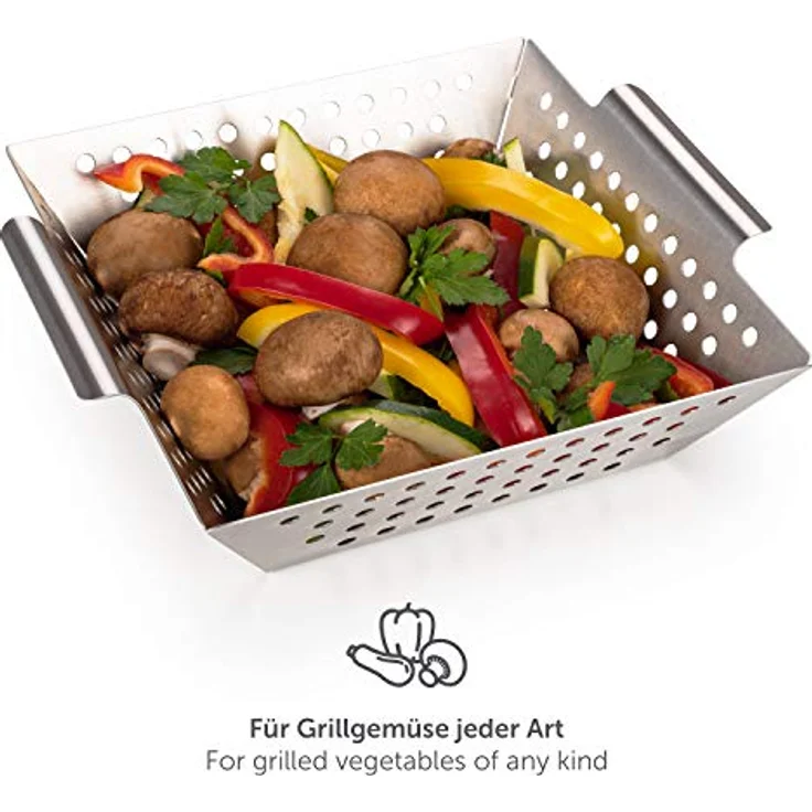 Blumtal Grillschale Grillkorb aus 100% Edelstahl, Edelstahl, (Grillzubehör, 1-St), perfekt für Grillgemüse, Grillschale geeignet für alle Grillarten – Bild 6