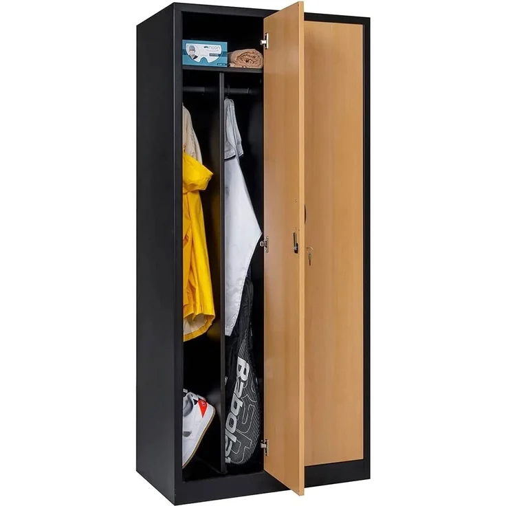 Garderobenschrank 2-türig schwarz/Buche Dekor – Bild 7