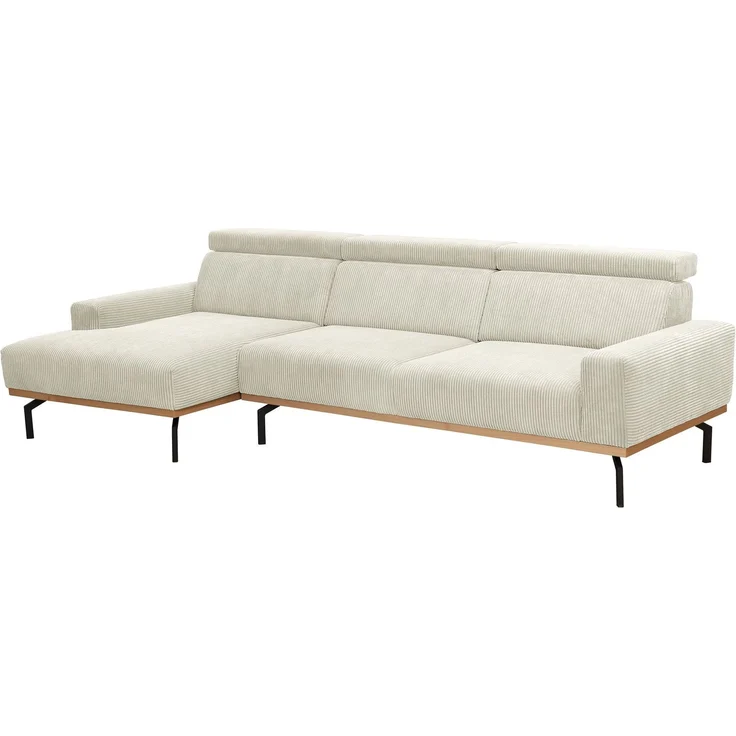 Sofa mit Longchair links Katrien Cordstoff creme – Bild 1