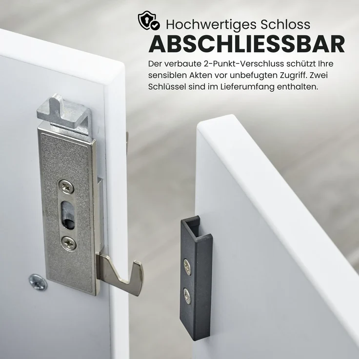 bümö flexi Aktenschrank abschließbar mit Flügeltüren & 2 Schubladen in Graphit/Eiche, Büroschrank mit werkzeuglosem Schnellmontage-Klicksysten in modularer Bauweise, FW48K2KG-G-E-BS – Bild 3