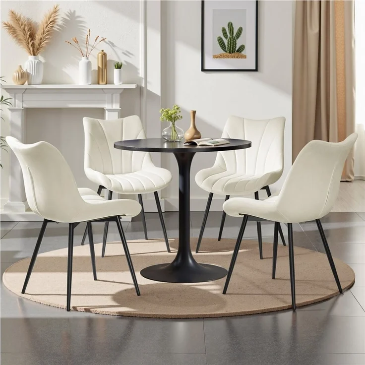 Yaheetech Esszimmerstuhl Gepolsterte Küchenstühle mit Metallbeinen (2 St), 2er-Set Beistellstühle mit Vertikal Gestepptem Design – Bild 2