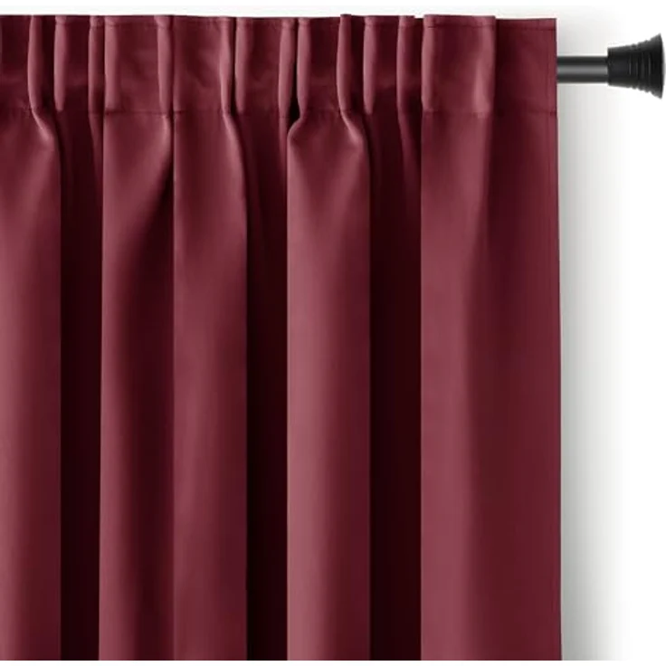 RESTILO Blackout Vorhang 140x270 cm weinrot 1 St. Kräuselband Verdunkelungsvorhang Blickdicht Fensterdekoration Dekoschal Dekorvorhang Blackout – Bild 1
