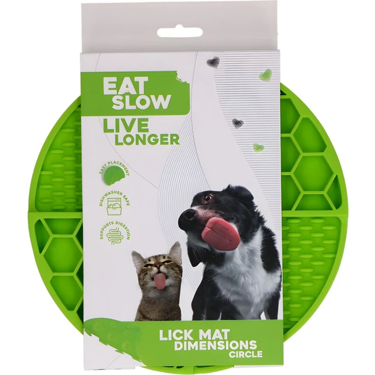 Eat Slow Live Longer runde Leckmatte mit tiefen Fächern grün, Durchmesser: 21 cm – Bild 1