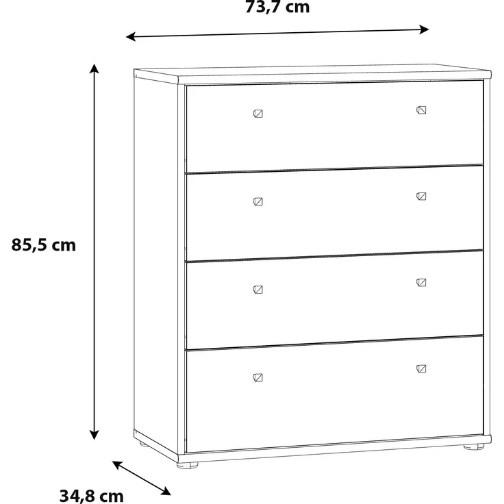 Kommode >Tembi< in Weiß - 73.7x85.5x34.8cm (BxHxT) – Bild 6