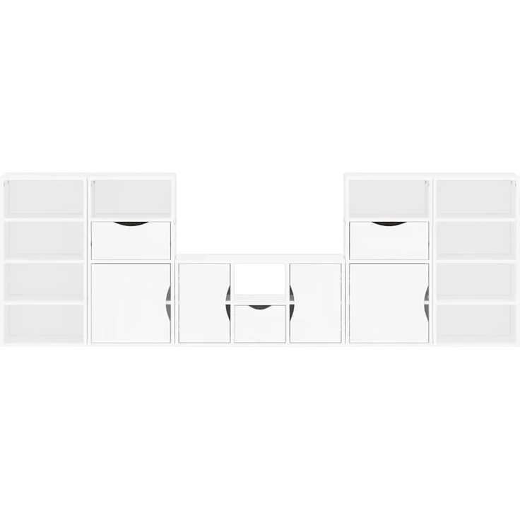 vidaXL 5-tlg. Wohnwand mit Stauraum ODDA Weiß Massivholz Kiefer 3365379 – Bild 8