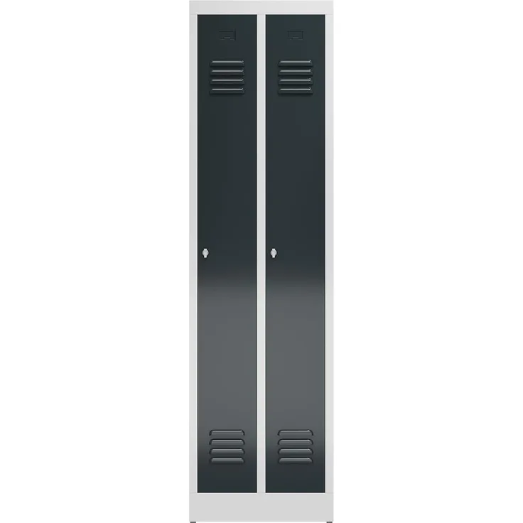 ClassiX Garderobenschrank, 2 Abteile, 1800 x 500 x 500 mm, lichtgrau/anthrazit