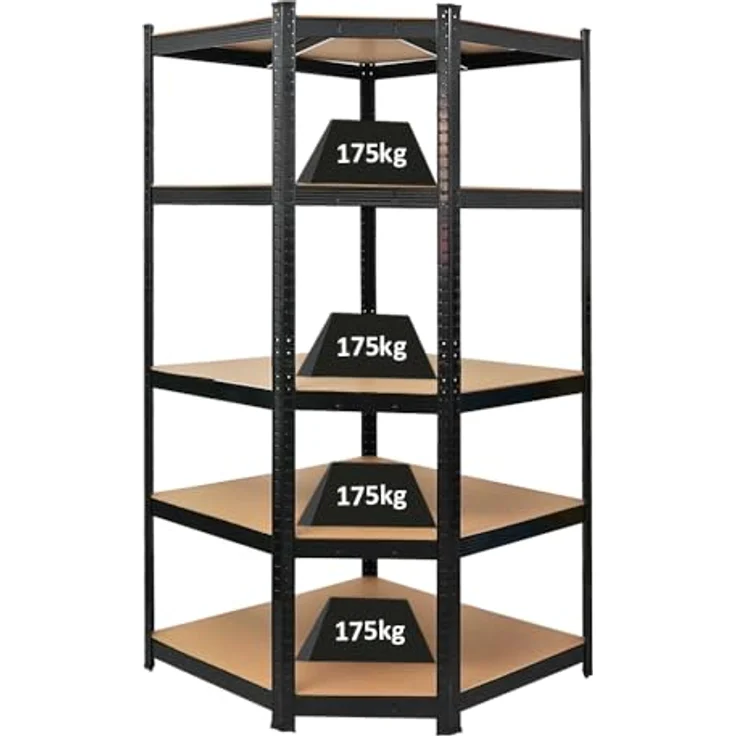 PROREGAL Eckregal Ragnar 1x: 180x90x60cm Schwarz Fachlast 175kg, Kellerregal, Steckregal, Garagenregal, Lagerregal – Bild 2
