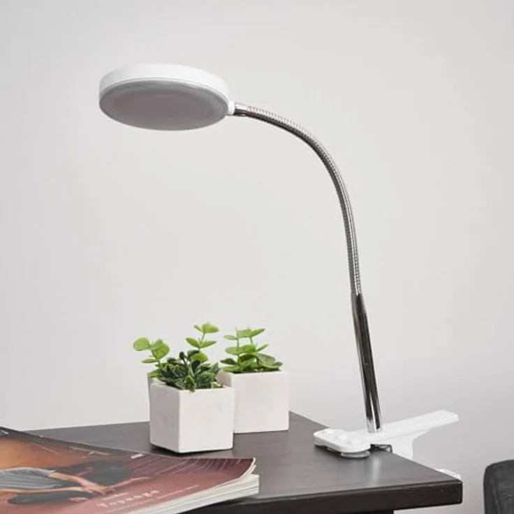 Lindby Klemmleuchte 'Milow', moderne LED Tischlampe, weiß, 36 cm hoch mit Schalter – Bild 5