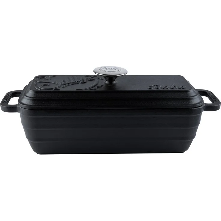 Sallys Brotbackform Hochwertiger Gusseisen-Bräter & Brotbackform Baba – 2,8 l rechteckig, (ideal zum Brotbacken & Braten, flach & gleichmäßig hitzebeständig Grill/Backofen), 38,6×13,6 ×14,5 cm / 2,8 l, Vollgusseisen mit Emaille – Bild 1