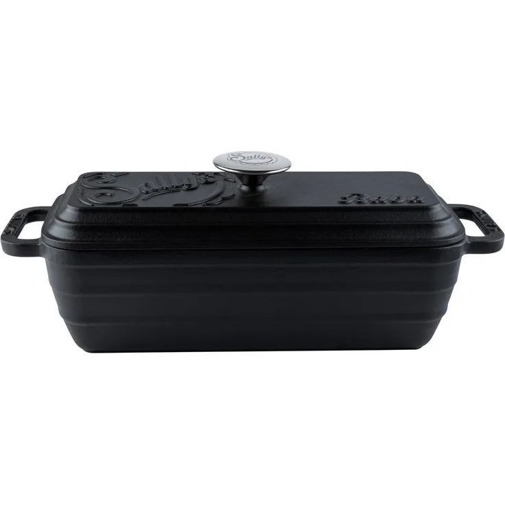Sallys Brotbackform Hochwertiger Gusseisen-Bräter & Brotbackform Baba – 2,8 l rechteckig, (ideal zum Brotbacken & Braten, flach & gleichmäßig hitzebeständig Grill/Backofen), 38,6×13,6 ×14,5 cm / 2,8 l, Vollgusseisen mit Emaille