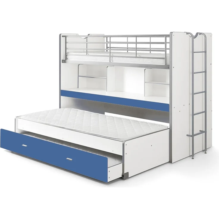 Hochbett Kalinda 222x102x161 Holzwerkstoff+Metall Weiß/Blau – Bild 2