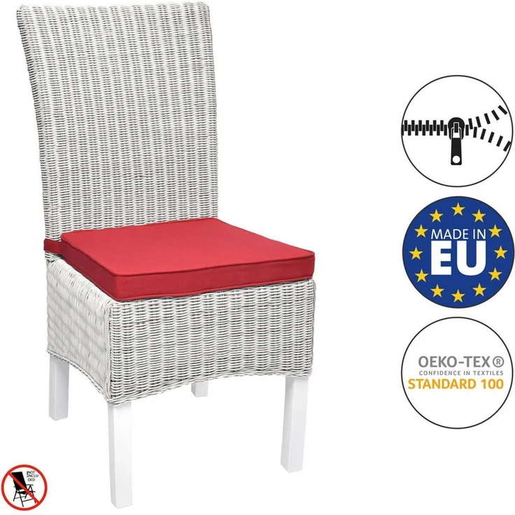 Beautissu Stuhlkissen 6er Set Loft SK Stuhlkissen Rot, 45x40x5cm, Stuhlpolster mit Bändern Sitzkissen für Stühle, rutschfest