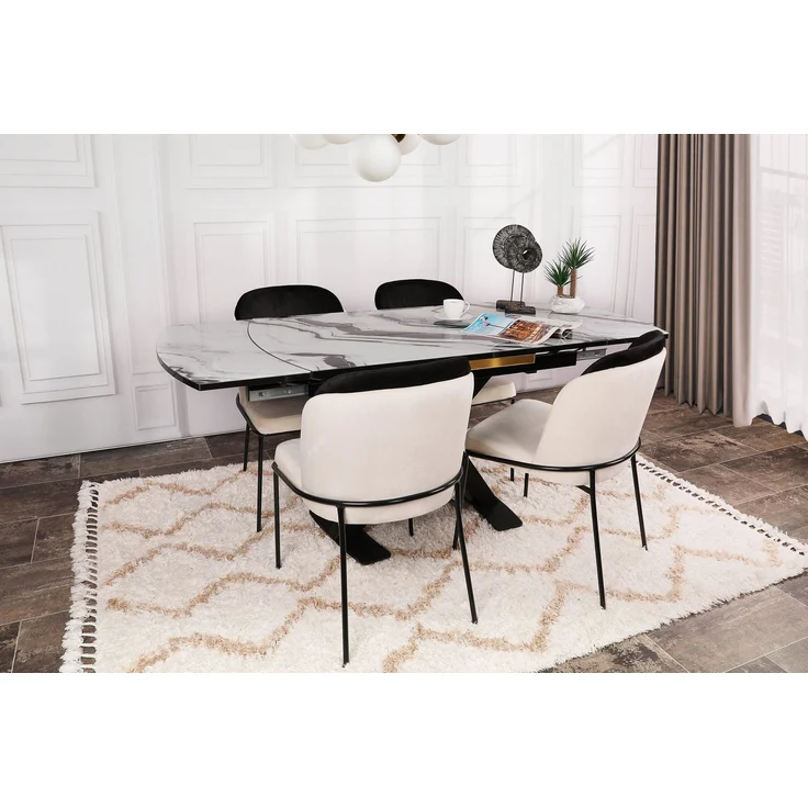 Skye Decor 'Dore 145 V2' Stuhlset (2-teilig), Schwarz / Creme, 54 x 86 x 55 cm – Bild 4