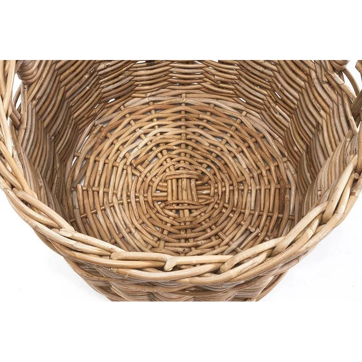 Kobolo Aufbewahrungskorb Rattankorb rund Kubu grau mit Lochgriff groß – Bild 3