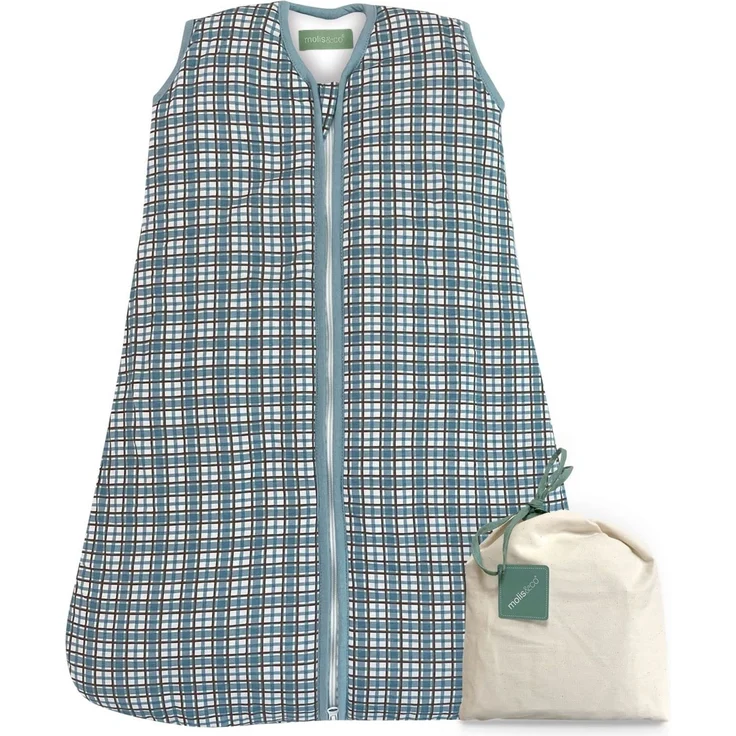 molis&co - Baby Schlafsack ärmellos - Ideal für den Winter - Babyschlafsack tog 2.5 ohne Ärmel - 100% Baumwolle (Oeko-TEX 100), Premium Qualität - Merlot Check (85 cm, 6-18 Monate) – Bild 1