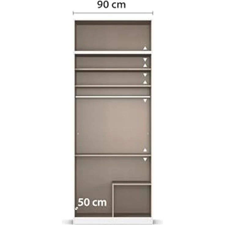 Rauch Möbel Lagoa, Kleiderschrank, Garderobe für Schlafzimmer, Kinderzimmer, Jugendzimmer 4-türig, mit Spiegel, 2 Schubladen, mit Zubehör Classic, Farbe Eiche Sonoma, Holz, Breite 91 – Bild 9
