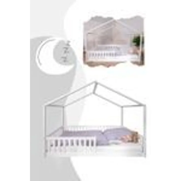 tiSsi® Hausbett / Bodenbett ENNO Gr. 140 x 200 cm Buche Weiß