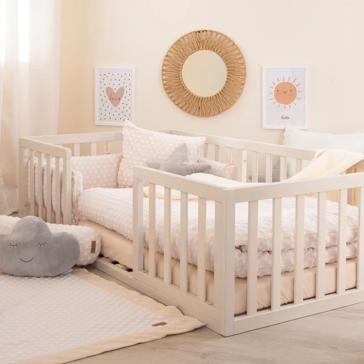 roba Montessori Bodenbett 70 x 140 inkl. Lattenrost & Rausfallschutz - Stone Washed – Bild 3