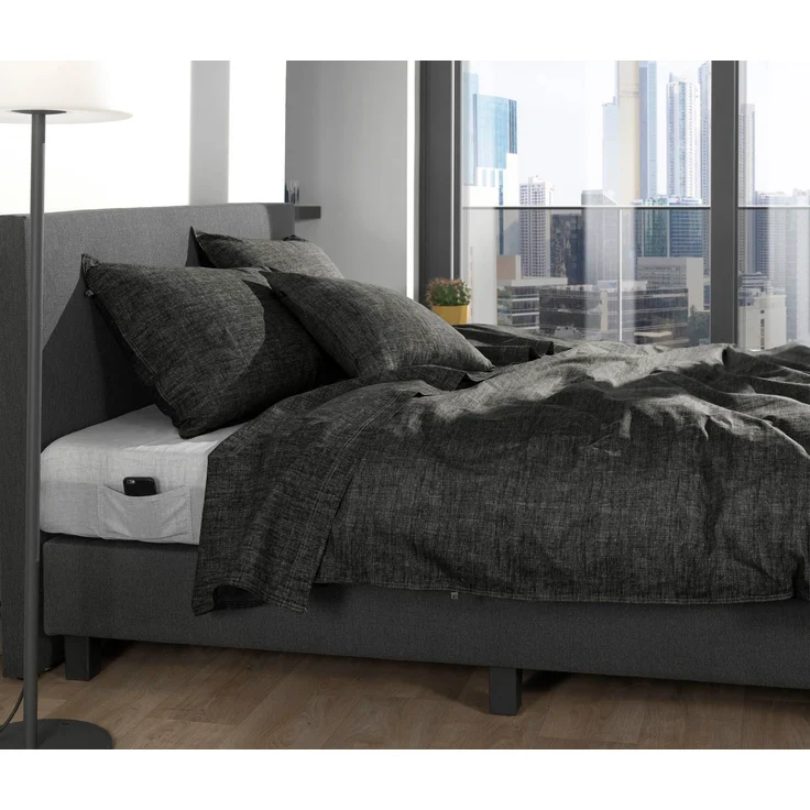 2 Stück Zo! Home Cotton Kissenbezüge 40x80 Lino Midnight black schwarz meliert uni – Bild 3