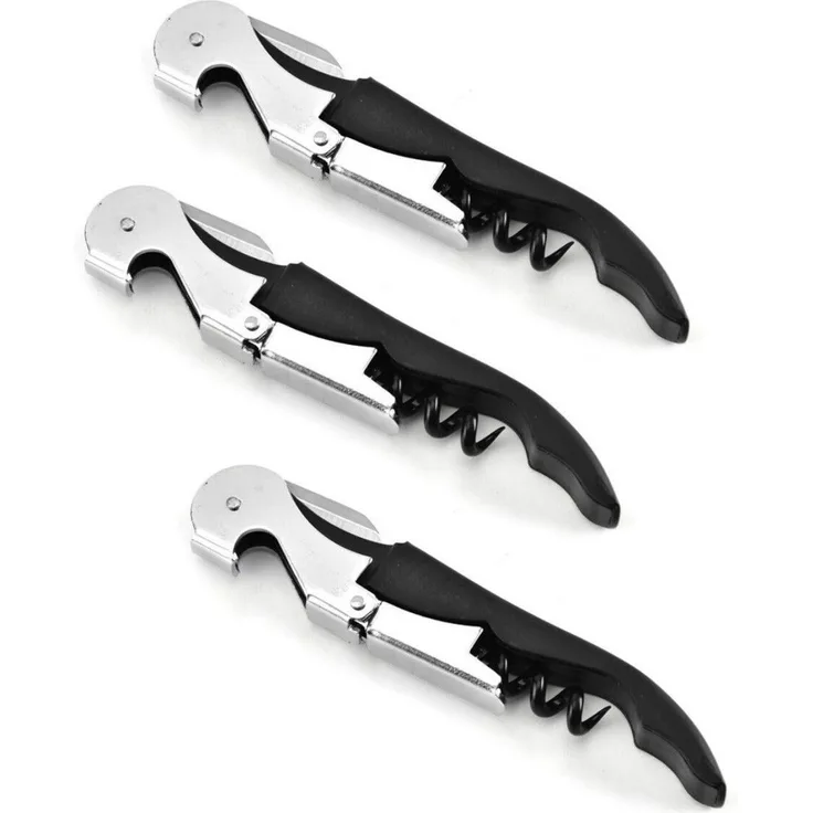 BAYLI Pizzaschneider 3er Set - 12cm Korkenzieher Wein aus Edelstahl Kellnermesser Wein