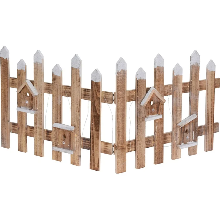 WH Deko Zaun LED 5x | ca. 98 x 40 cm | mit 30 warmweißen LEDs batteriebetrieben Weihnachtsdeko Außendeko Gartendeko Winter Lichtdeko – Bild 5