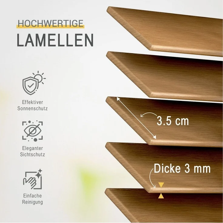 Sol Royal Jalousie Holzjalousie SolDecor JH3 Jalousie aus Holz in, 70x130cm, Eichenoptik, Tür- und Fensterjalousie Holz Blickschutz 3,5 cm breite Lamellen – Bild 3
