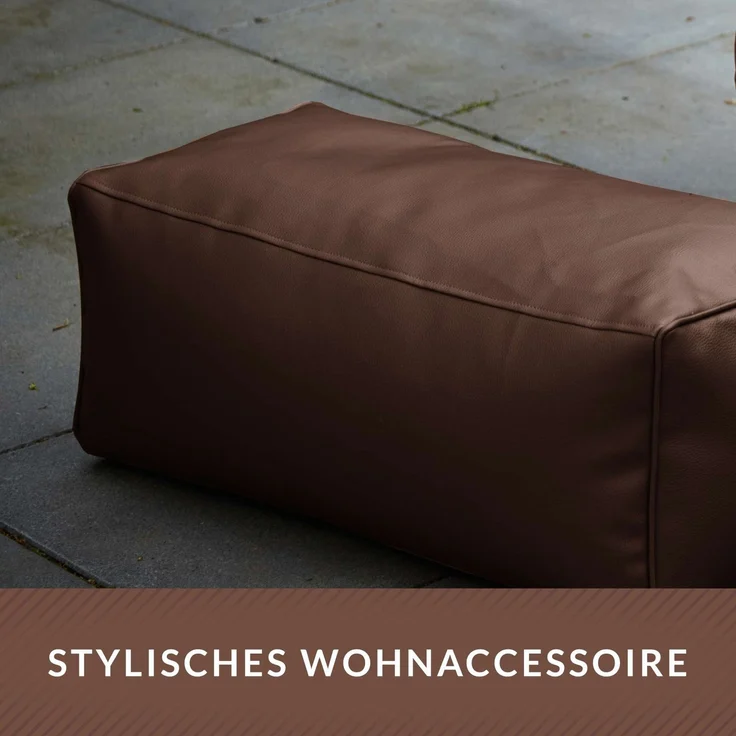 Green Bean® Sitzhocker aus Kunstleder - Pouf mit EPS Perlen Füllung - 70 x 33 x 28cm - perfekte Ergänzung zum Sitzsack - Dunkelbraun – Bild 8