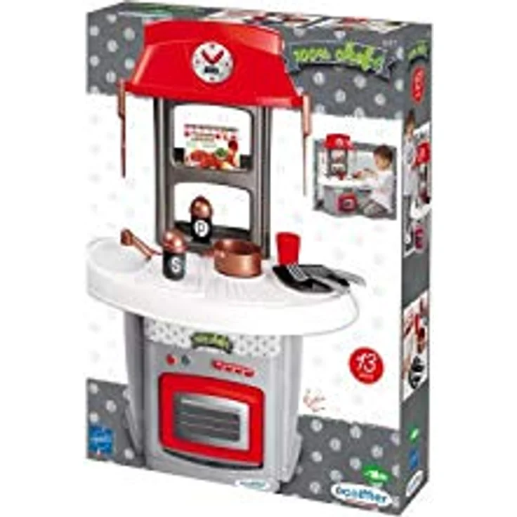 Ecoiffier Chef italienische Küche, Spielküche für Kinder ab 1,5 Jahren mit integriertem Spülbecken, mehrfarbig – Bild 3