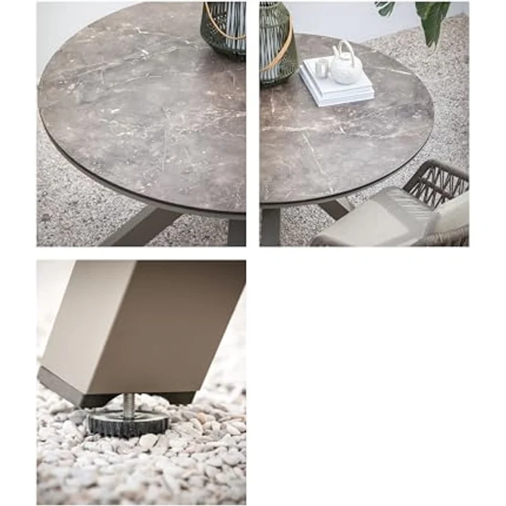 Dehner Gartentisch Marseille, 4 Sitzplätze, Ø 120 cm, Höhe 75 cm, Aluminium / Kunststoff, stilvoller Dining-Tisch, witterungsbeständig und robust – Bild 6