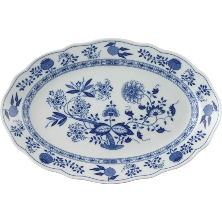 Platte 35 cm Blau Zwiebelmuster Hutschenreuther Servierplatte - Mikrowelle geeignet, Spülmaschinenfest