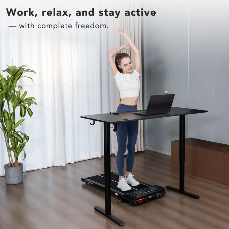 HOMAVO höhenverstellbarer Schreibtisch 60×140 cm, mit Memory- und Anti-Kollisionsfunktion, Höhe 70–117 cm, Schwarz – Bild 6