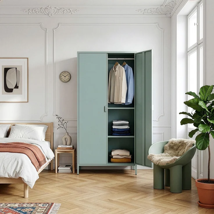 Kleiderschrank Esteli 170x80x45 cm Stahl Minzgrün [en. casa] – Bild 4