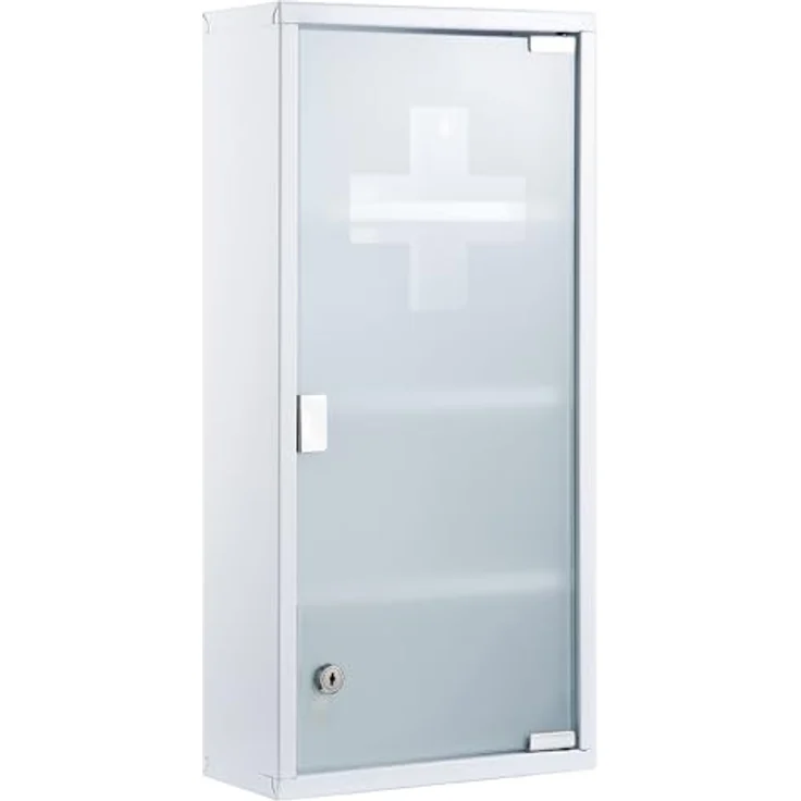 Zedelmaier Medizinschrank aus Edelstahl,Medikamenten Aufbewahrung,Medikamentenschrank 4 Fächer,Apothekerschrank,Hängend,Abschließbarer Medizinschrank,57 x 27 x 12 cm,Weiß – Bild 2
