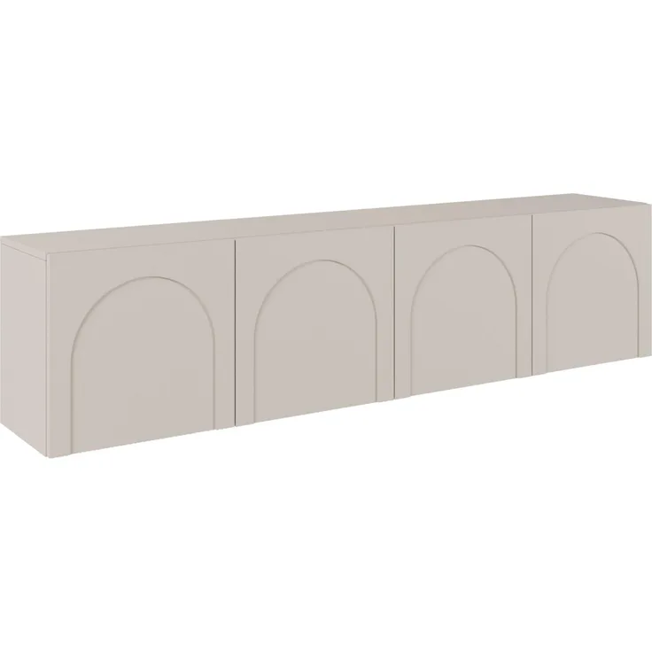 Selsey TV-Lowboard 200 cm Breite Minimalistische Fronten mit Bogenfräsungen 4 Geschlossene Fächer Farbe Kaschmir Robuste Spanplatte Tip-On Öffnung Ideal für Wohnräume
