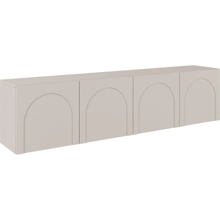 Selsey TV-Lowboard 200 cm Breite Minimalistische Fronten mit Bogenfräsungen 4 Geschlossene Fächer Farbe Kaschmir Robuste Spanplatte Tip-On Öffnung Ideal für Wohnräume